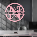 Personalized Monogram Metal Wall Art – Custom Initial & Name Round Sign - KAFGP147