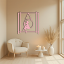 Woman on Hanging Ring Silhouette Modern Home Décor - Pink Metal Wall Art - KAFGP158