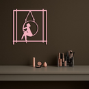 Woman on Hanging Ring Silhouette Modern Home Décor - Pink Metal Wall Art - KAFGP158