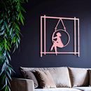 Woman on Hanging Ring Silhouette Modern Home Décor - Pink Metal Wall Art - KAFGP158