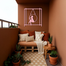 Woman on Hanging Ring Silhouette Modern Home Décor - Pink Metal Wall Art - KAFGP158
