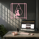 Woman on Hanging Ring Silhouette Modern Home Décor - Pink Metal Wall Art - KAFGP158