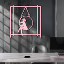 Woman on Hanging Ring Silhouette Modern Home Décor - Pink Metal Wall Art - KAFGP158