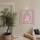 Woman on Hanging Ring Silhouette Modern Home Décor - Pink Metal Wall Art - KAFGP158