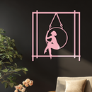 Woman on Hanging Ring Silhouette Modern Home Décor - Pink Metal Wall Art - KAFGP158