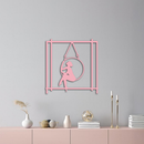 Woman on Hanging Ring Silhouette Modern Home Décor - Pink Metal Wall Art - KAFGP158