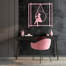Woman on Hanging Ring Silhouette Modern Home Décor - Pink Metal Wall Art - KAFGP158