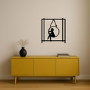 Woman on Hanging Ring Silhouette Modern Home Décor - Pink Metal Wall Art - KAFGP158