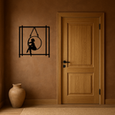 Woman on Hanging Ring Silhouette Modern Home Décor - Pink Metal Wall Art - KAFGP158