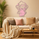 Labubu Character Silhouette – Pink Metal Wall Art - KAFGP166