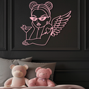 Angel Girl with Sunglasses and Cocktail – Pink Metal Wall Art - KAFGP176