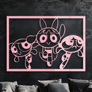 Powerpuff Girls Trio Silhouette – Pink Metal Wall Art - KAFGP179
