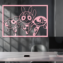 Powerpuff Girls Trio Silhouette – Pink Metal Wall Art - KAFGP179