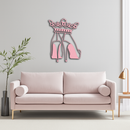 Crown High Heels Silhouette – Pink Metal Wall Art for Modern Glam Décor - KAFGP182