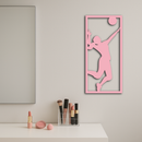 Volleyball Player Silhouette Metal Wall Art - Pink Modern Sports Décor - KAFGP186