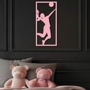 Volleyball Player Silhouette Metal Wall Art - Pink Modern Sports Décor - KAFGP186