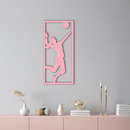 Volleyball Player Silhouette Metal Wall Art - Pink Modern Sports Décor - KAFGP186