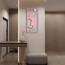 Volleyball Player Silhouette Metal Wall Art - Pink Modern Sports Décor - KAFGP186