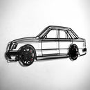 Mercedes W124 Wall Art – Classic Steel Silhouette with Spinning Wheels-KAFMEKA035