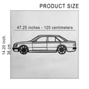 Mercedes W124 Wall Art – Classic Steel Silhouette with Spinning Wheels-KAFMEKA035