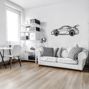 Porsche 911 GT Wall Art – Steel Silhouette with Spinning Wheels-KAFMEKA037