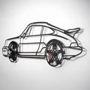 Classic Porsche 911 Wall Art – Retro Steel Silhouette with Spinning Wheels-KAFMEKA038
