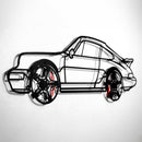 Classic Porsche 911 Wall Art – Retro Steel Silhouette with Spinning Wheels-KAFMEKA038