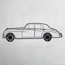 Rolls-Royce Silver Wall Art – Classic Luxury Steel Silhouette with Spinning Wheels-KAFMEKA040