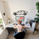 Tesla Model S Wall Art – Electric Car Steel Silhouette with Spinning Wheels-KAFMEKA045