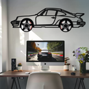 Porsche 911 Classic Metal Wall Art – Rotating Wheel Automotive Silhouette, Premium Gift for Car Lovers- KAFMEKA049