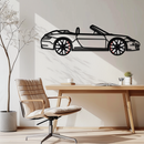 Porsche-Inspired Cabrio Silhouette Metal Wall Art – Rotating Wheel Garage Decor Gift,KAFMEKA055