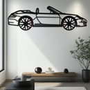 Porsche-Inspired Cabrio Silhouette Metal Wall Art – Rotating Wheel Garage Decor Gift,KAFMEKA055