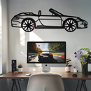 Porsche-Inspired Cabrio Silhouette Metal Wall Art – Rotating Wheel Garage Decor Gift,KAFMEKA055