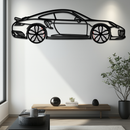 Porsche 911 Turbo S Silhouette Metal Wall Art – Rotating Wheel Automotive Decor Gift 🏎️🔥,KAFMEKA056
