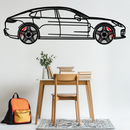 Porsche Panamera GTS 2023 Metal Wall Art – Luxury Sport Sedan Silhouette with Rotating Wheels-KAFMEKA066