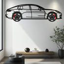 Porsche Panamera GTS 2023 Metal Wall Art – Luxury Sport Sedan Silhouette with Rotating Wheels-KAFMEKA066