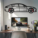 Porsche Panamera GTS 2023 Metal Wall Art – Luxury Sport Sedan Silhouette with Rotating Wheels-KAFMEKA066