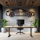 Porsche Panamera GTS 2023 Metal Wall Art – Luxury Sport Sedan Silhouette with Rotating Wheels-KAFMEKA066