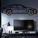 Porsche Taycan Turbo Cross Metal Wall Art – Electric Performance Silhouette with Rotating Wheels-KAFMEKA067