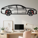 Porsche Panamera GTS 2023 Metal Wall Art – Luxury Sport Sedan Silhouette with Rotating Wheels-KAFMEKA066