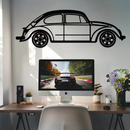 Volkswagen Beetle “Tosbiq” Metal Wall Art – Classic Bug Silhouette with Rotating Wheels-KAFMEKA068