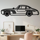 Mercedes 300 SL Metal Wall Art – Classic Gullwing Silhouette with Rotating Wheels ✨🏁KAFMEKA070