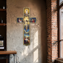 Sacred Cross Metal Wall Art – Christian UV Printed Religious Decor-KAFUVM011