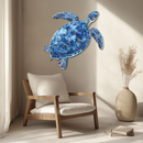 Blue Mosaic Sea Turtle Metal Wall Art – Ocean UV Decor-KAFUVM007
