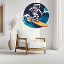 Astronaut Surfing Metal Wall Art – Space Wave UV Printed Decor-KAFUVM010