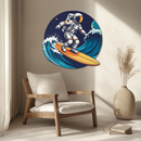 Astronaut Surfing Metal Wall Art – Space Wave UV Printed Decor-KAFUVM010