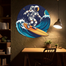 Astronaut Surfing Metal Wall Art – Space Wave UV Printed Decor-KAFUVM010