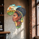 African Woman in Map Metal Wall Art – Cultural UV Printed Decor-KAFUVM012