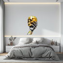Gold Skull & Robot Hand Metal Wall Art – Futuristic UV Decor-KAFUVM013