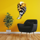 Gold Skull & Robot Hand Metal Wall Art – Futuristic UV Decor-KAFUVM013
